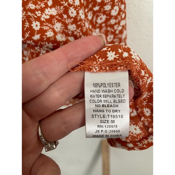 Entro Womens Ruffle Floral Sleeveless Blouse Size M Brown White Boho Cottagecore - Picture 7 of 8